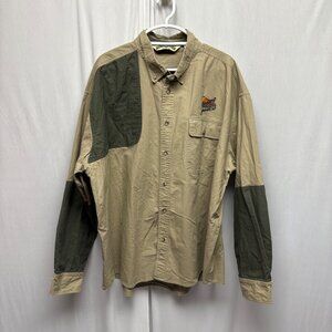 Bob Allen Tan Green Long Sleeve Shirt Mens Size 4XL Cotton Hunting Embroidered